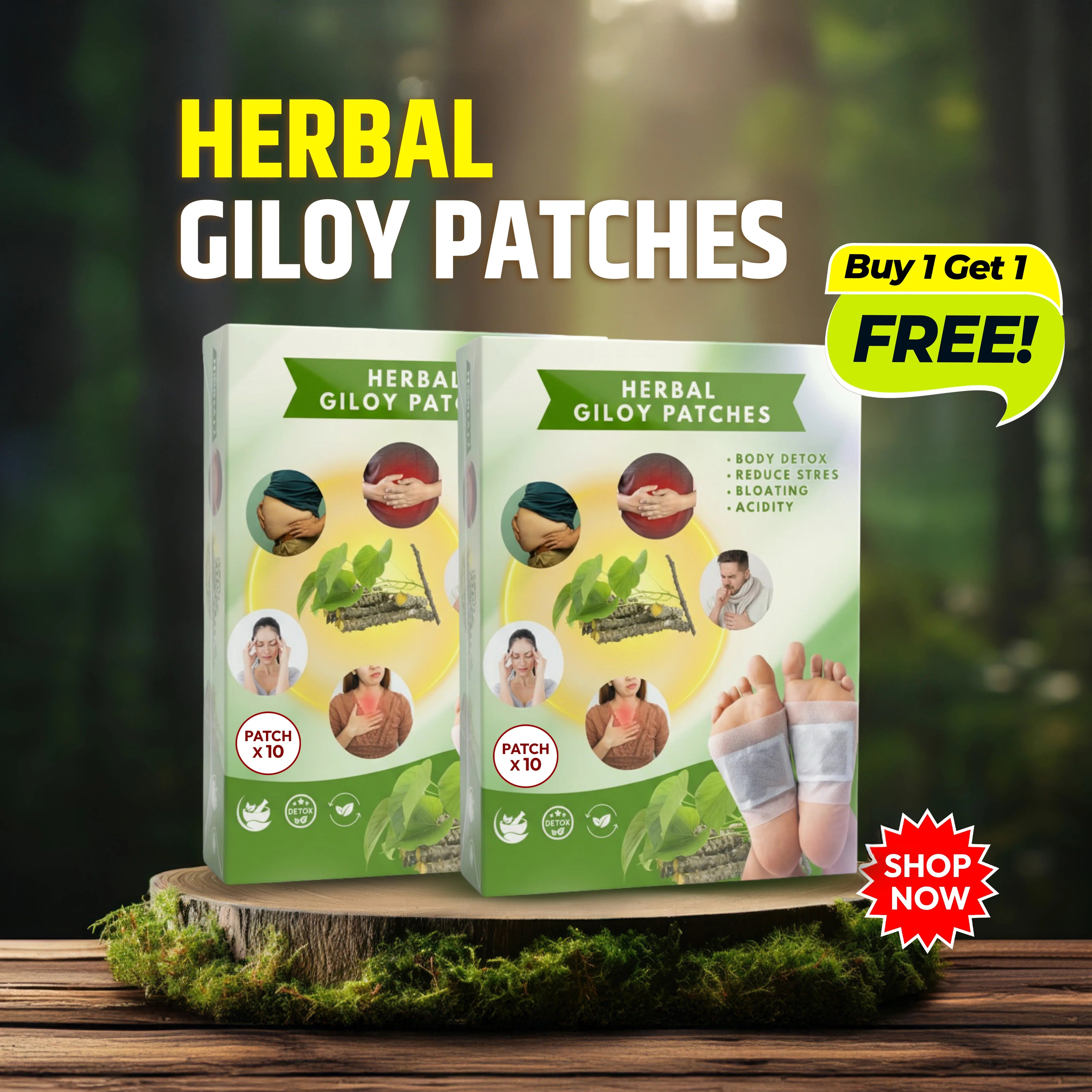 Herbal Giloy Detox Foot Patch ( Buy 1 Get 1 Free- Ayurvedic Guduchi & Bee Venom Blend | Overnight Body Cleanse, Joint Pain Relief & Deep Sleep Support | Natural Immunity Booster Patch for Men & Women