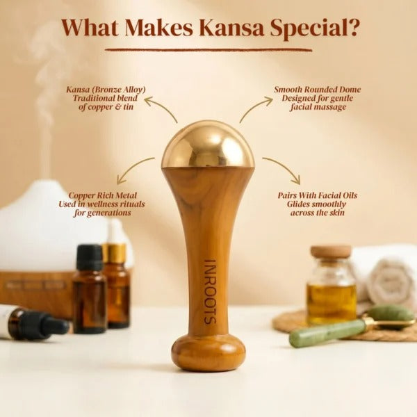 Kansa Wand Massager– 2-in-1 Face and Foot Massage Tool