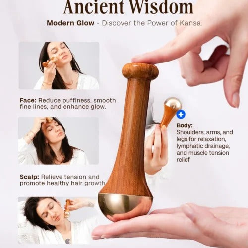 Kansa Wand Massager– 2-in-1 Face and Foot Massage Tool